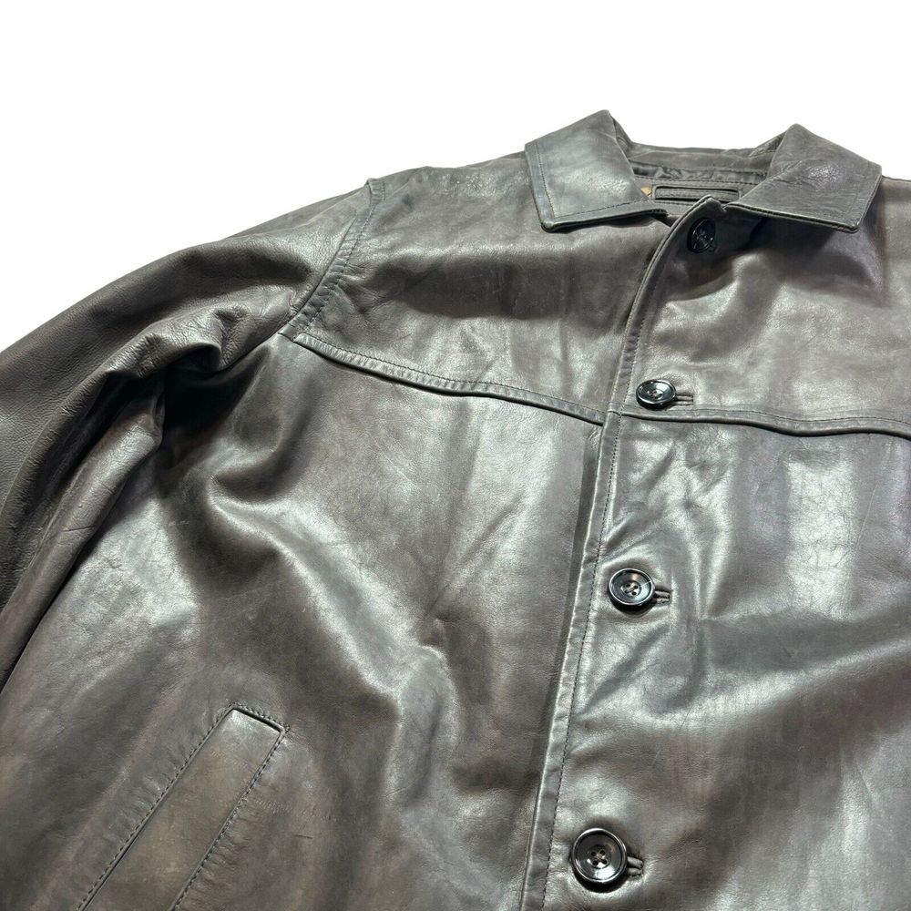 Eddie Bauer Size XLT Genuine Leather Quilted Lining Button Front Jacket - Picture 4 of 11